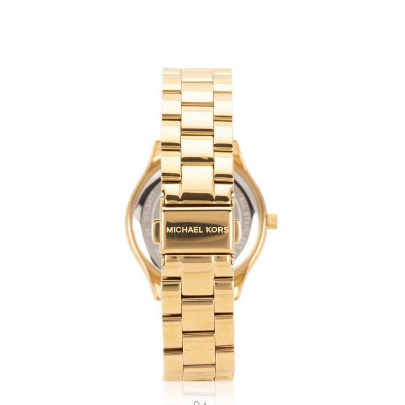 Michael Kors Slim Runway Gold Dial Gold Steel Strap Watch for Women - MK3477