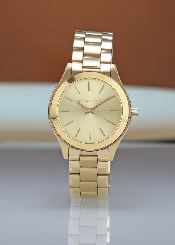 Michael Kors Slim Runway Gold Dial Two Tone Gold Strap Watch for Women - MK4285