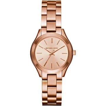 Michael Kors Slim Runway Rose Gold Dial Steel Strap Watch for Women - MK3513