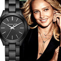 Michael Kors Mini Slim Runway Black Dial Black Steel Strap Watch for Women - MK3587