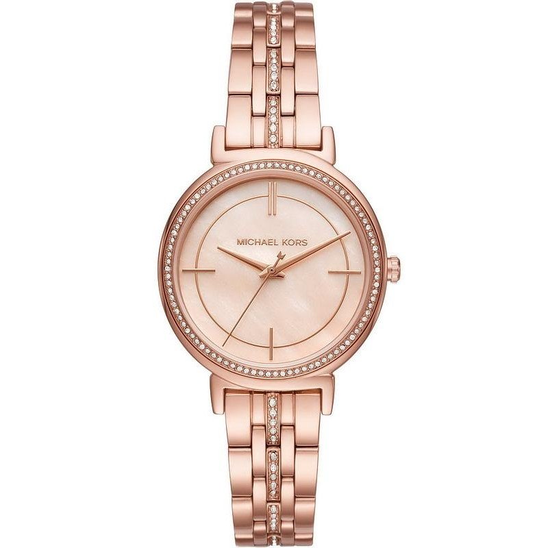 Michael Kors Cinthia Mother of Pearl Dial Gold Steel Strap Watch for Women - MK3643