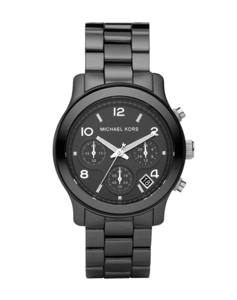 Michael Kors Runway Black Ceramic Dial Black Steel Strap Watch for Women - MK5162