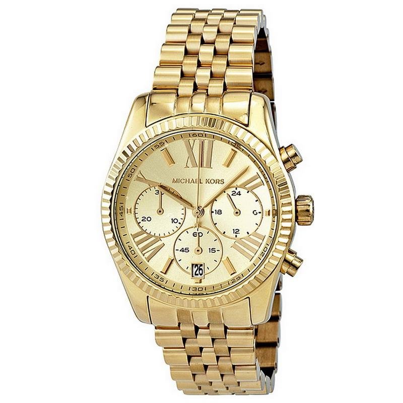 Michael Kors Lexington Gold Dial Gold Steel Strap Watch for Women - MK5556