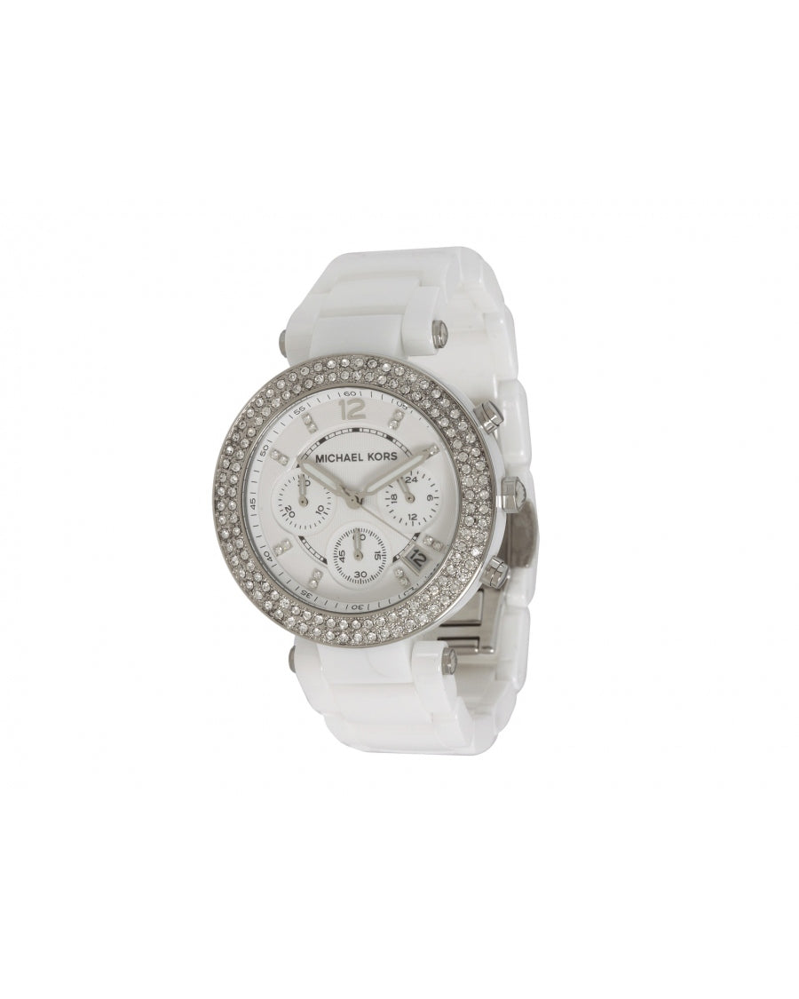 Michael Kors Parker White Dial White Ceramic Strap Watch for Women - MK5654