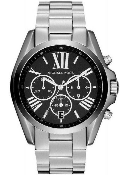 Michael Kors Bradshaw Black Dial Silver Steel Strap Watch for Men - MK5705