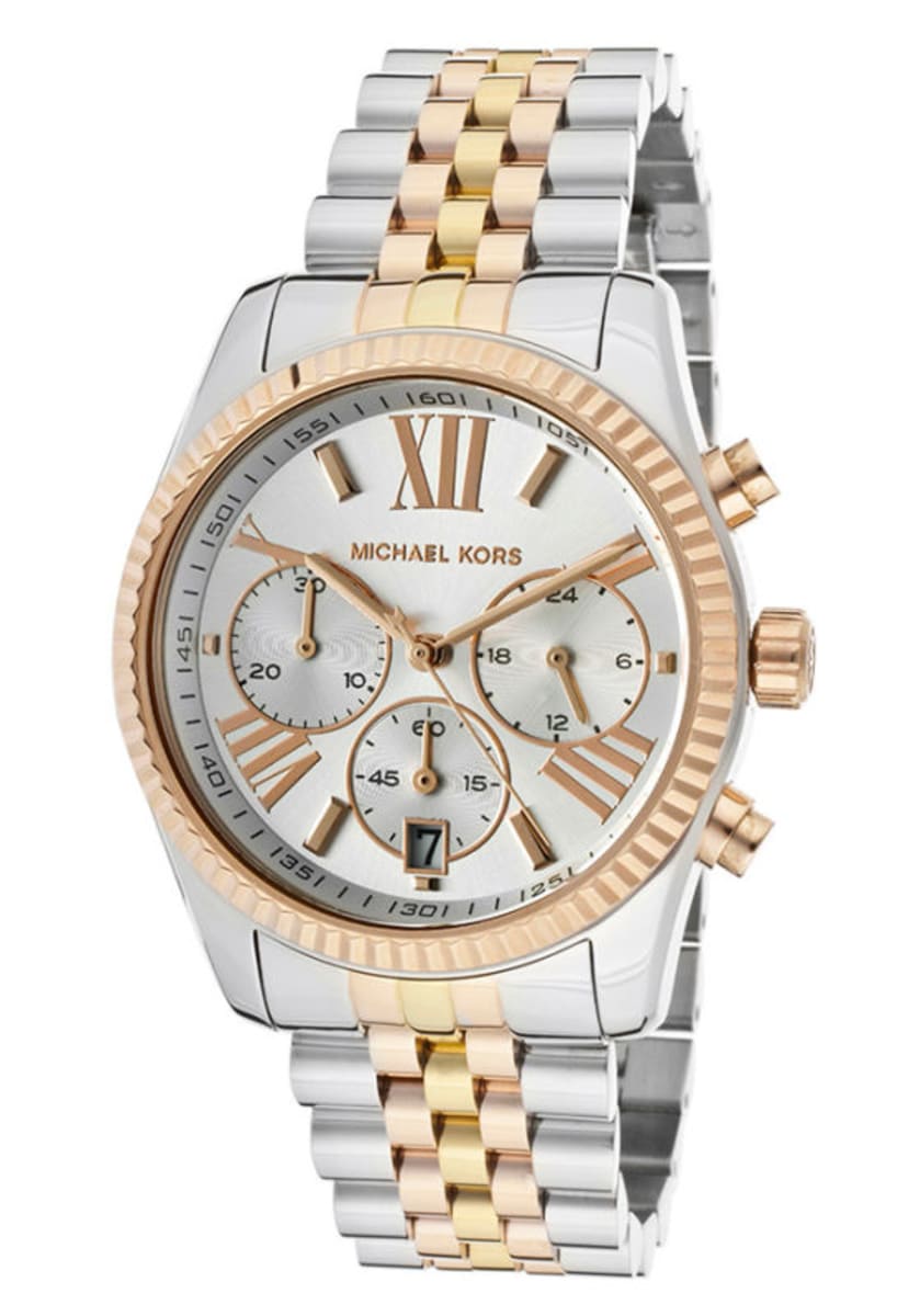 Michael Kors Lexington Silver Dial Two Tone Steel Strap Watch for Women - MK5735