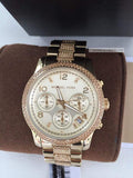 Michael Kors Runway Gold Dial Gold Steel Strap Watch for Women - MK5826