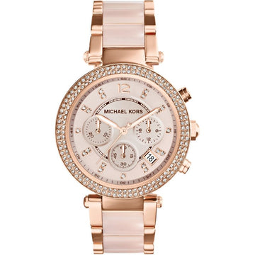 Michael Kors Parker Pink Dial Two Tone Steel Strap Watch for Women - MK5896