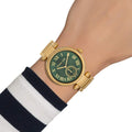 Michael Kors Skylar Green Dial Gold Steel Strap Watch for Women - MK6065