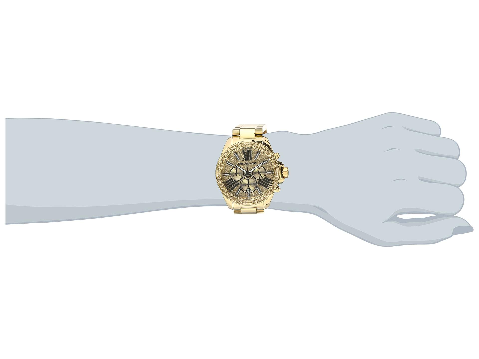 Michael Kors Wren Chronograph Crystal Pave Gold Dial Gold Steel Strap Watch for Women - MK6095