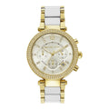 Michael Kors Parker White Dial Two Tone Steel Strap Watch for Women - MK6119