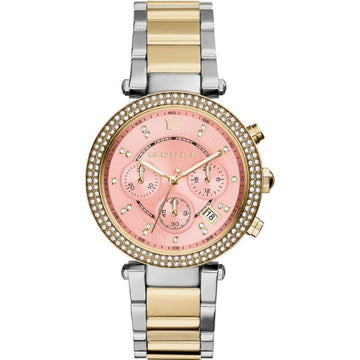 Michael Kors Parker Pink Dial Two Tone Steel Strap Watch for Women - MK6140