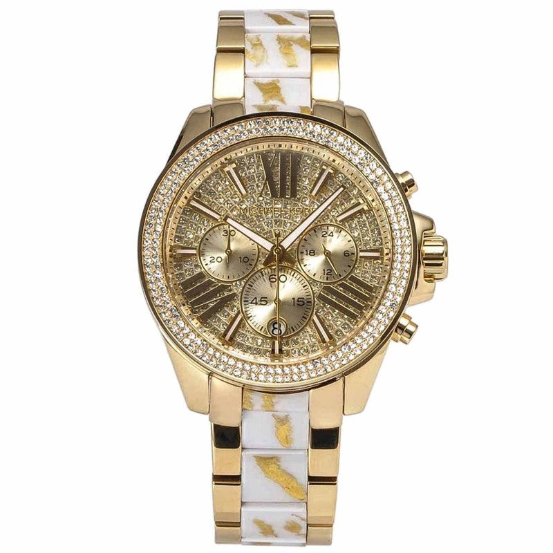 Michael Kors Wren Gold Diamonds Dial Two Tone Steel Strap Watch for Women - MK6157