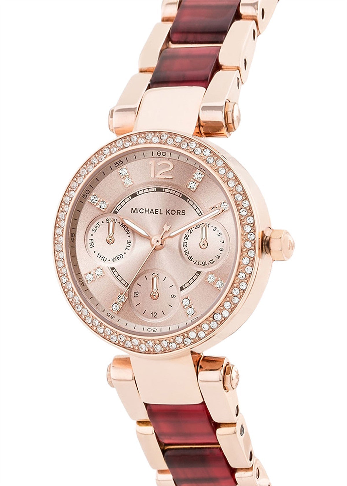 Michael Kors Parker Rose Gold Dial Two Tone Steel Strap Watch for Women - MK6239