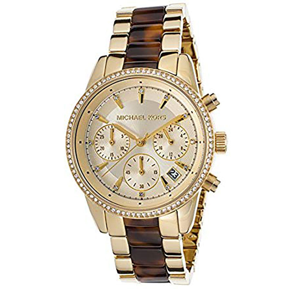 Michael Kors Ritz Gold Dial Two Tone Steel Strap Watch for Women - MK6322