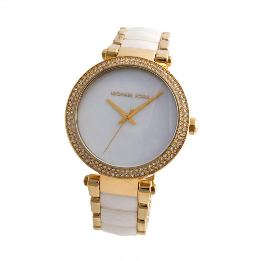 Michael Kors Parker Mother of Pearl Dial Two Tone Steel Strap Watch for Women - MK6400