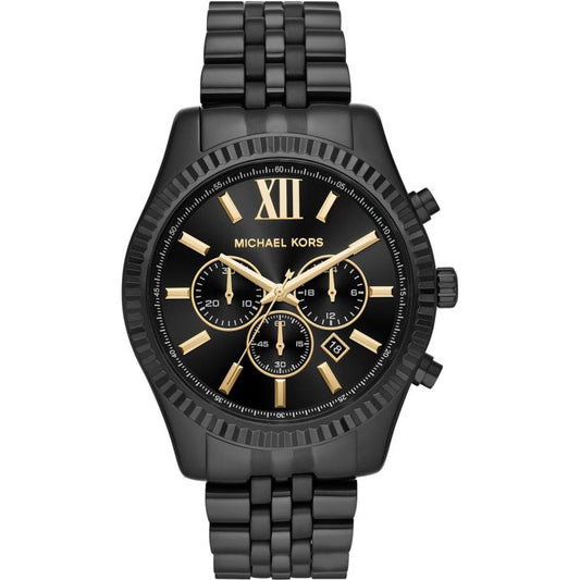 Michael Kors Lexington Black Dial Black Steel Strap Watch for Men - MK8603