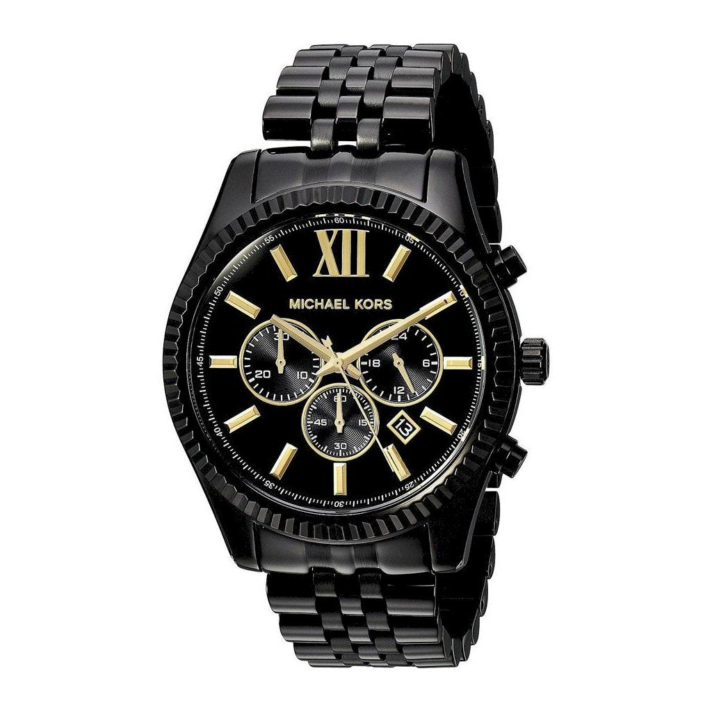 Michael Kors Lexington Black Dial Black Steel Strap Watch for Men - MK8603