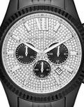 Michael Kors Lexington Chronograph Crystal Dial Black Steel Strap Watch for Men - MK8605