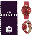 Coach Perry Red Dial Red Leather Strap Watch for Women - 14503867