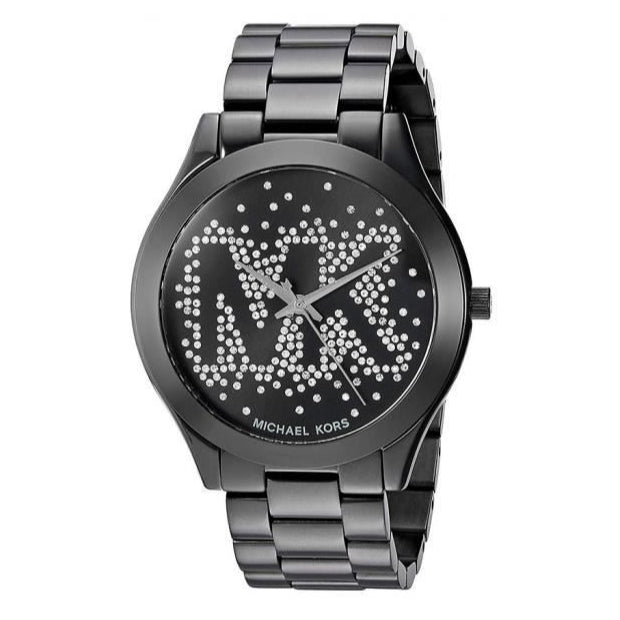Michael Kors Slim Runway Black Dial Black Steel Strap Watch for Women - MK3589