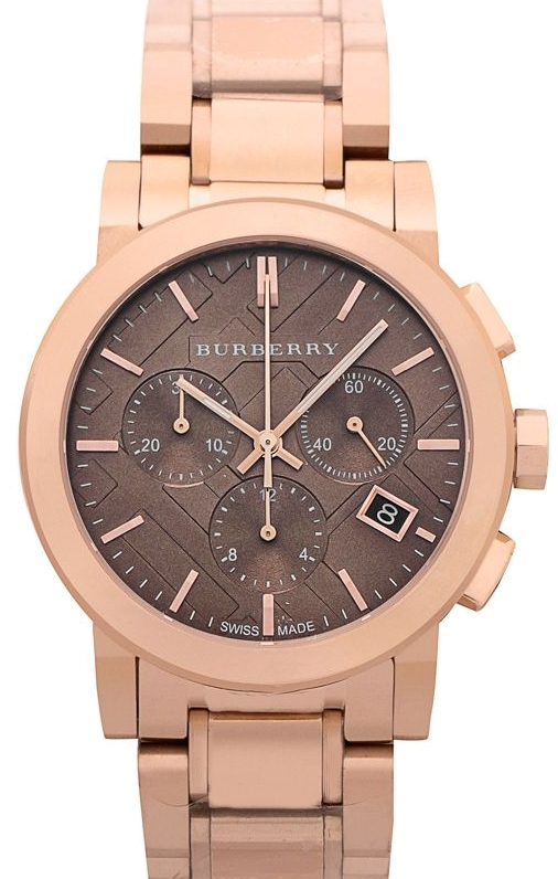 Burberry The City Grey Dial Rose Gold Steel Strap Unisex Watch - BU9754