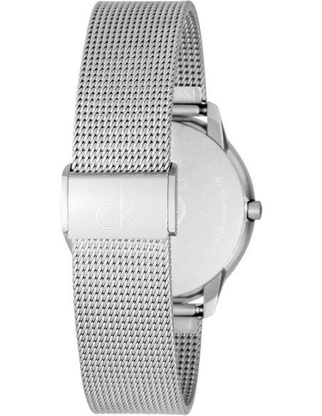 Calvin Klein Firm Black Dial Silver Mesh Bracelet Watch for Women - K3N23121