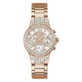 Guess Moonlight Multi Function Diamonds White Dial Rose Gold Steel Strap Watch for Women - GW0320L3