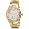 Guess Luna Diamonds White Dial Gold Steel Strap Watch for Women - W0729L2