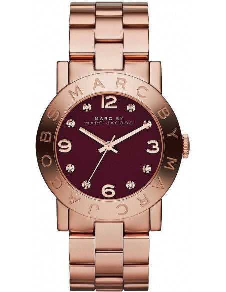 Marc Jacobs Amy Purple Dial Rose Gold Stainless Steel Strap Watch for Women - MBM8618