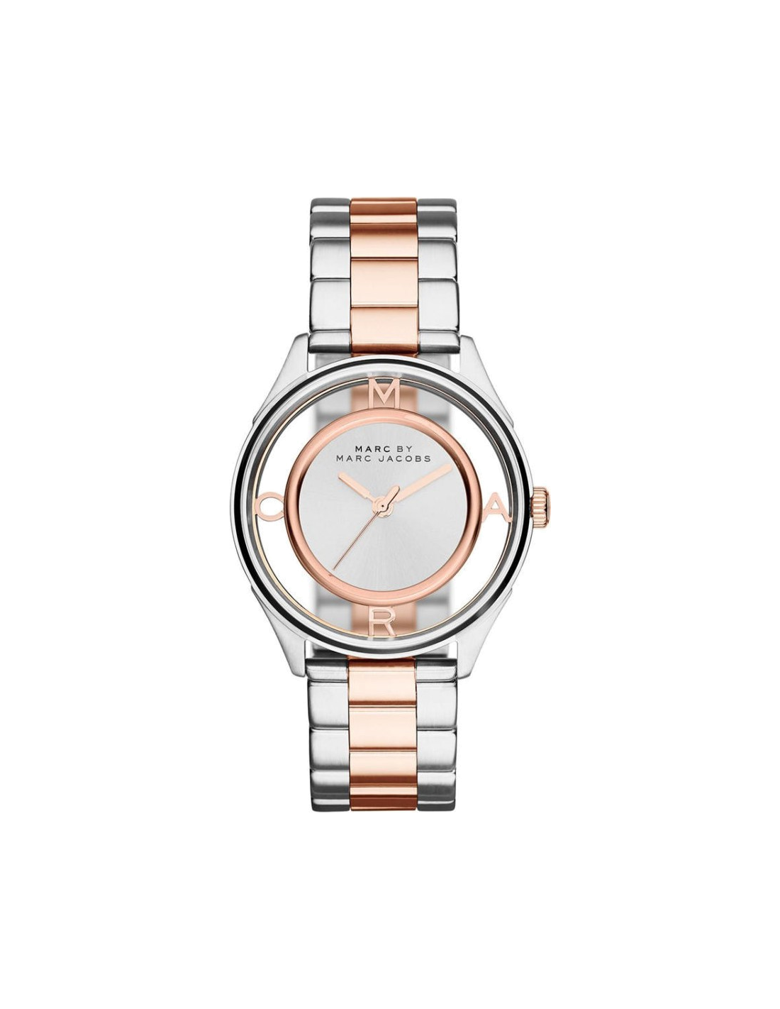 Marc Jacobs Tether White Transparent Dial Two Tone Stainless Steel Strap Watch for Women - MBM3436