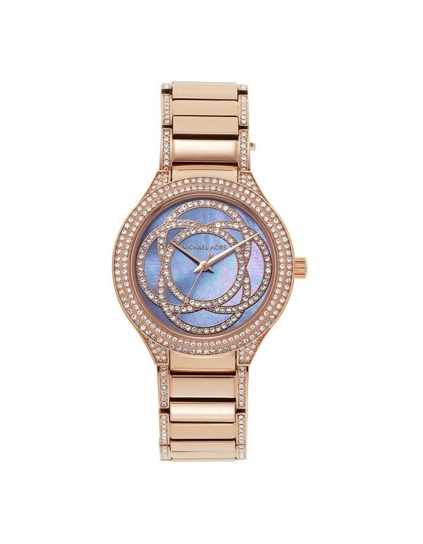 Michael Kors Kerry Purple Dial Rose Gold Stainless Steel Strap Watch for Women - MK3482