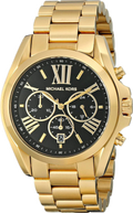 Michael Kors Bradshaw Black Dial Gold Steel Strap Watch for Women - MK5739