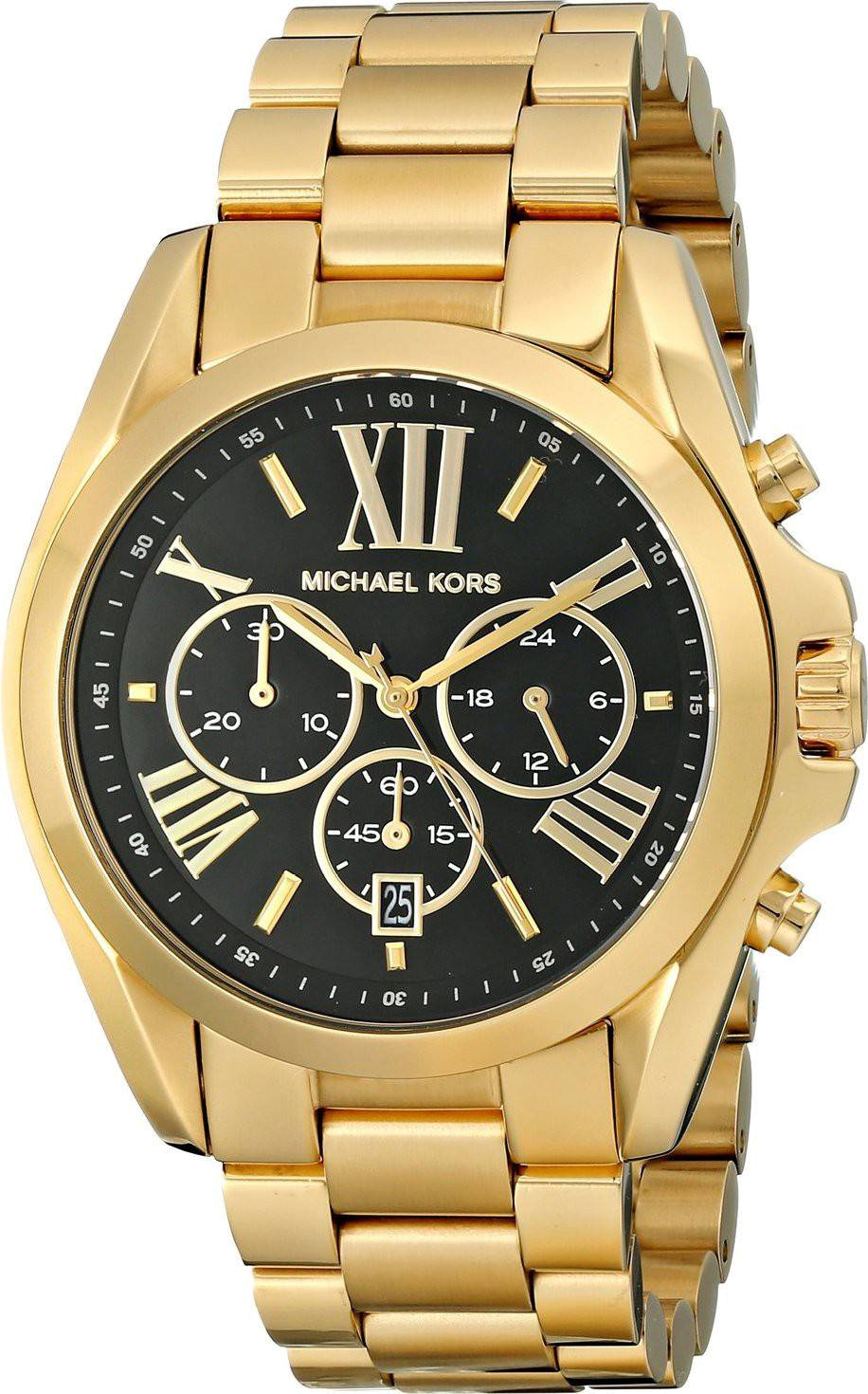 Michael Kors Bradshaw Black Dial Gold Steel Strap Watch for Women - MK5739