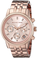 Michael Kors Ritz Chronograph Rose Gold Dial Rose Gold Steel Strap Watch for Women - MK6077