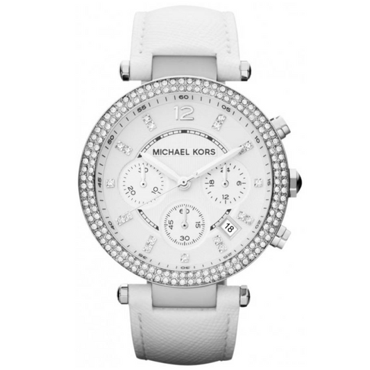 Michael Kors Parker White Dial White Leather Strap Watch for Women - MK2277