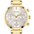 Hugo Boss Flawless Chronograph Silver Dial Gold Mesh Bracelet Watch for Women - 1502552