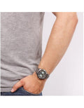 Fossil Grant Chronograph Gunmetal Dial Grey Leather Strap Watch for Men - FS5183