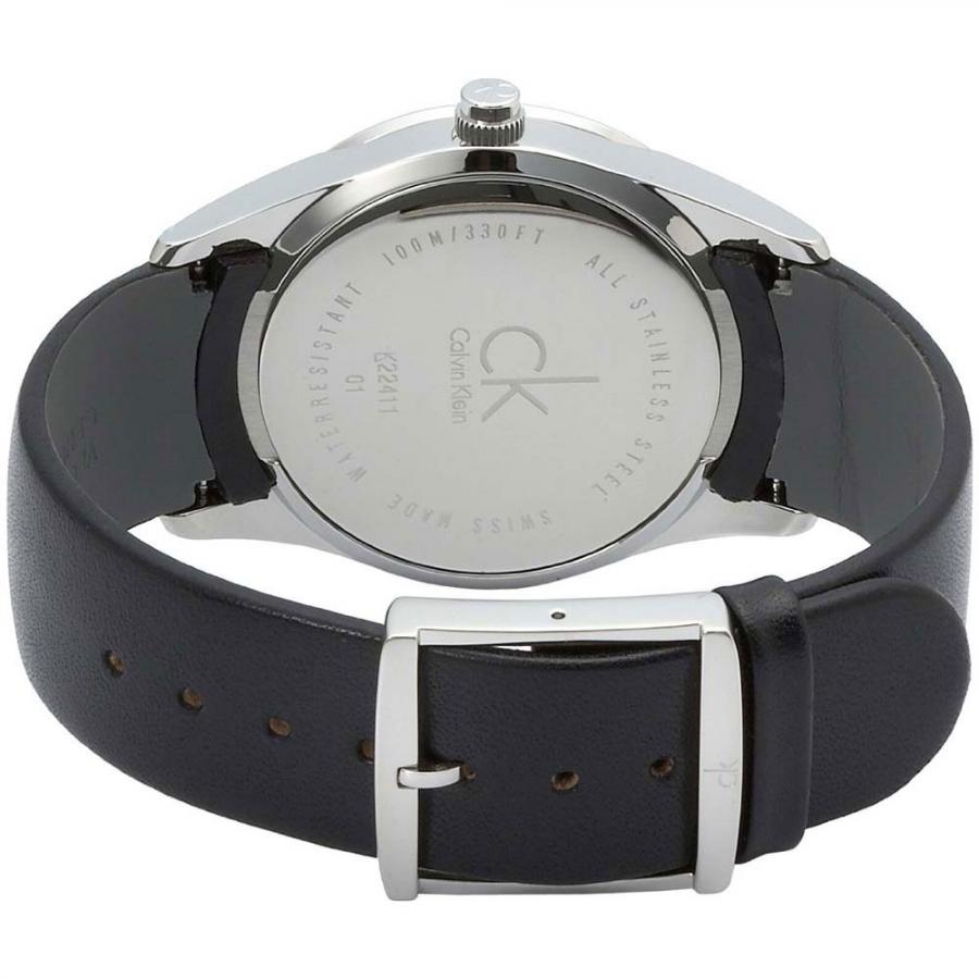 Calvin Klein Post Minimal Silver Dial Black Leather Strap Watch for Men - K7621192