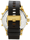 Diesel Mr Daddy Black & Gold Dial Black Leather Strap Watch For Men - DZ7371