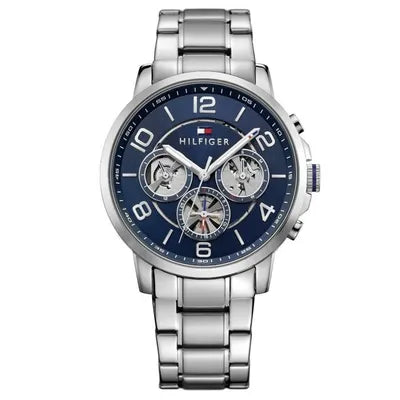 Tommy Hilfiger Keagan Quartz Blue Dial Silver Steel Strap Watch for Men - 1791293