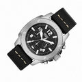 Fossil Modern Machine Chronograph Black Dial Black Leather Strap Watch for Men - FS4928