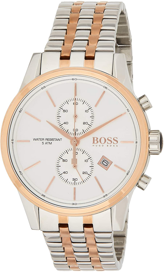 Hugo Boss Jet Silver Dial Two Tone Steel Strap Watch for Men - 1513385