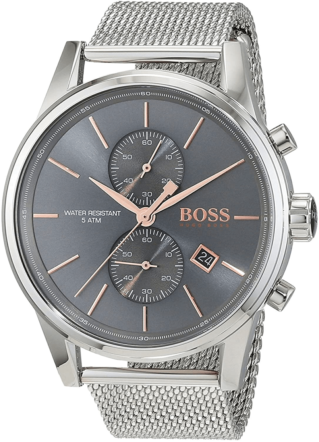 Hugo Boss Jet Chronograph Grey Dial Silver Mesh Bracelet Watch for Men - 1513440