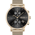 Hugo Boss Integrity Black Dial Gold Mesh Bracelet Watch for Men - 1513808