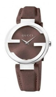 Gucci Interlocking G Brown Dial Brown Leather Strap Watch For Men - YA133319