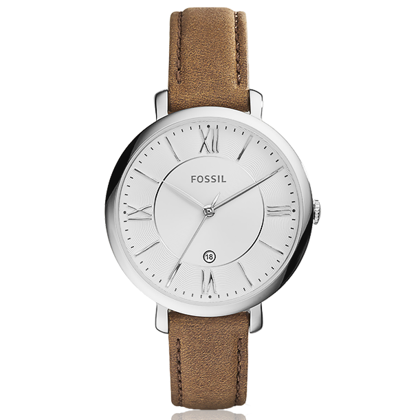 Fossil Jacqueline White Dial Brown Leather Strap Watch for Women - ES3708