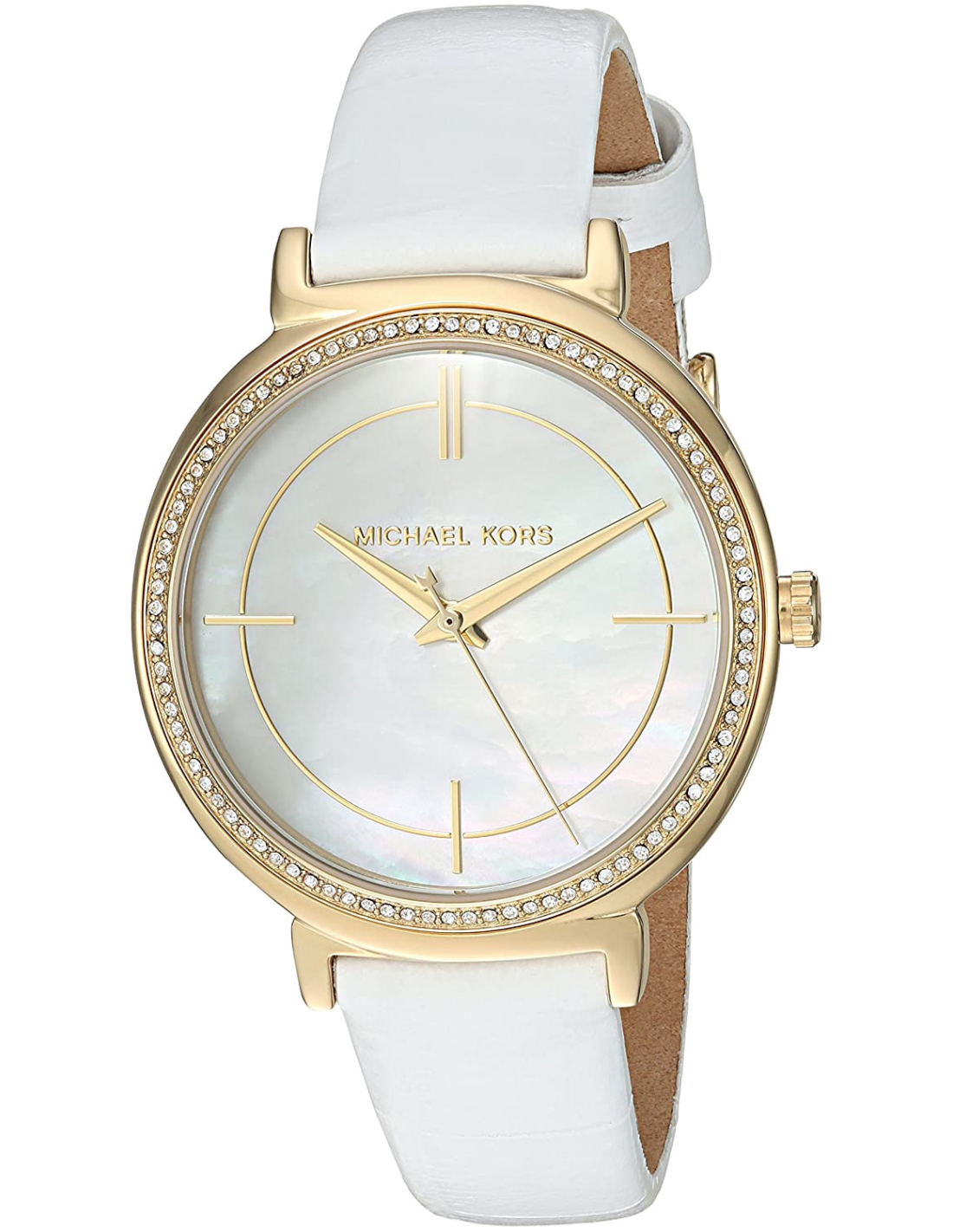 Michael Kors Cinthia Mother of Pearl Dial White Leather Strap Watch for Women - MK2662