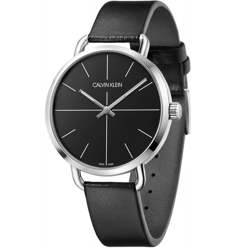 Calvin Klein Evan Black Dial Black Leather Strap Watch for Men - K7B211CZ