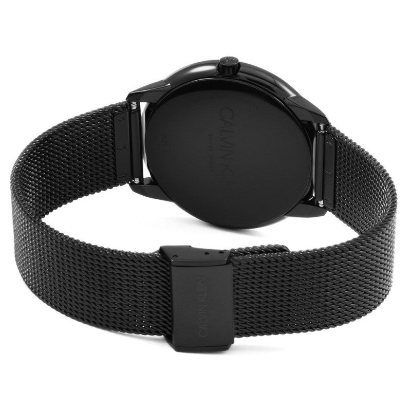 Calvin Klein Minimal Black Dial Black Mesh Bracelet Watch for Men - K3M214X1